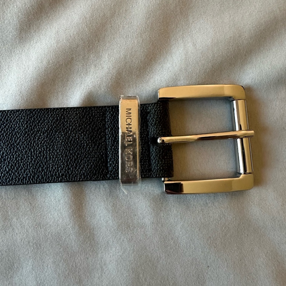 Michael Kors Black Belt with Gold-Tone Buckle